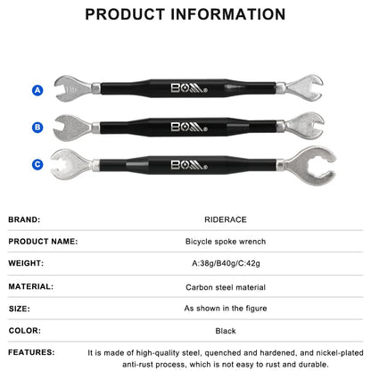 3 Bike Spokes Wrench Carbon Steel